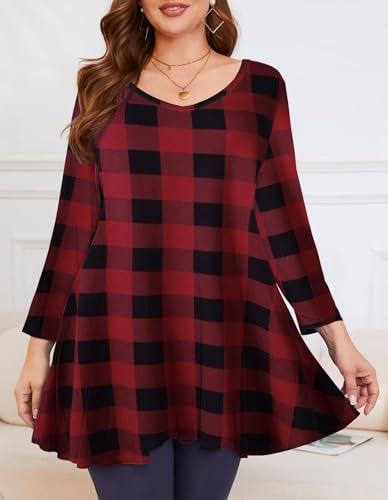 Image of LARACE Plus Size Tops for Women 3 /4 Sleeve Shirts V Neck Tunic Tops Blouses