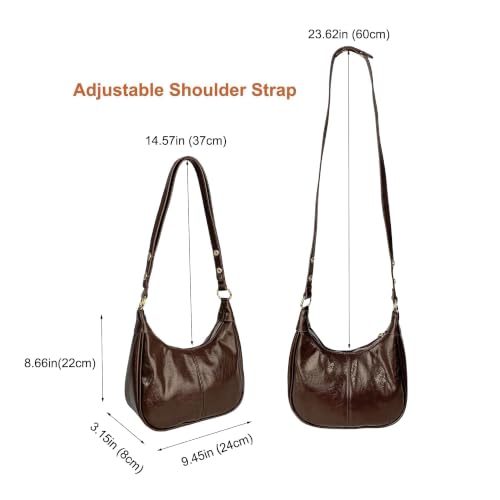 Image of Eiyye Small Hobo Bag for Women Crescent Shoulder Purse Vegan Leather Brown Purse