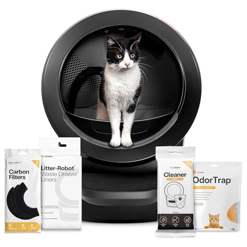 Image of Litter-Robot 4 Supply Bundle by Whisker, Black - Automatic | Automatic, Self-Cleaning Cat Litter Box, Includes 3 OdorTrap Refills, 10 Liners, 30 Cleaner Wipes, & 2 Carbon Filters