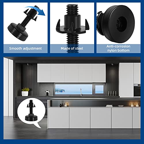 Gsshbr Adjustable Feet Levelers, Heavy Duty Adjustable Legs For Furniture, Large Furniture Levelers, T Nut Levelers Table Adjustable Feet 3/8-16 Thread (6 Pack, Black) #TOP5