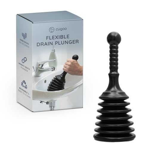 CUQOO Desatascador de fregadero resistente, cabeza grande, de grado industrial, desatascador de drenaje flexible para baños, cocinas y duchas