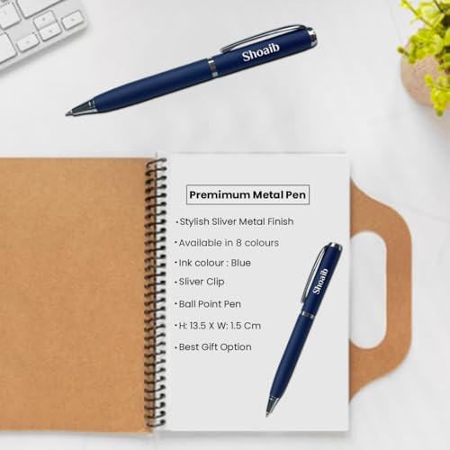Image of Giftana Personalized Card Holder with Pen, Keychain with Name, 3 in 1 Customized Pen, Card Holder Keychain Gift Set, Personalised Gifts for Husband, Diwali Corporate Gifts for Employee (Blue)
