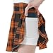 visesunny Girls Flowy Pleated Skirt Halloween Black Orange Plaid Tennis Golf Fashion Short Skorts for Casual Dance Outfit L