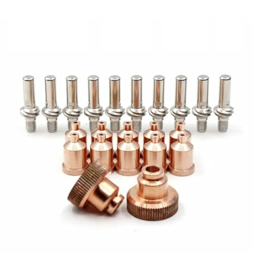 Image of EaseSunny Plasma Cutter Tips, Plasma Consumables, Welding Parts, 1.7mm Nozzle Set, 22pcs Electrodes Guards Compatible with Tomahawk 1538 LC105