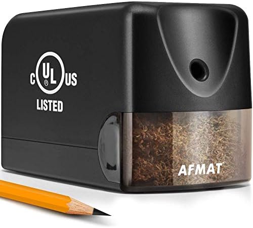 AFMAT Electric Pencil Sharpener, Heavy Duty Classroom Pencil Sharpeners for 6.5-8mm No.2/Colored Pencils, UL Listed Industrial Pencil Sharpener w/Stronger Helical Blade, Best School Pencil Sharpener
