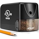 AFMAT Electric Pencil Sharpener Heavy Duty for Classroom, 6.5-8mm No.2/Colored Pencils, UL Listed Industrial With Stronger Helical Blade, Best for School