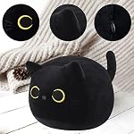 Black cat Plush,7.1 Inch Small Cute Black Cat Pillow,Soft Plush Doll Stuffed Animal Toy Cat Plushie Cat Pillow for Boy Girl Gift Thanksgiving Christmas Holiday Birthday Gift