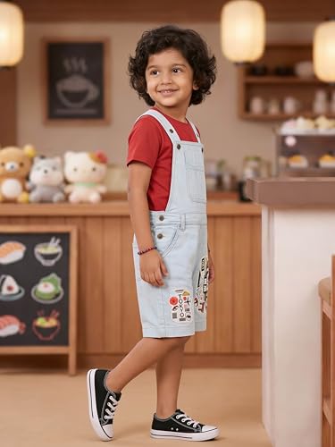 Image of KiddoPanti Boys Denim Dungaree Shorts