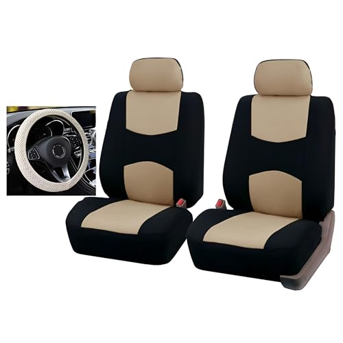 zjxcnb Auto Set Coprisedili per Volkswagen VW Polo IV (9N) 2006 2007 2008 2009, Cuscino Seggiolino Proteggi Sedile Anteriori Antiscivolo Protezione Accessori,X/Beige