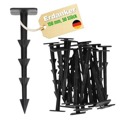 WDB - Erdnägel Unkrautvlies - Bodenanker 15 cm aus Polypropylen (PP) für gartenvlies - Erdnägel Schwarz 50 Stück