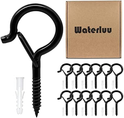 WaterLuu 12 Pcs Q Hanger Hooks with Safety Buckle,Ceiling Hooks,Plant Hooks, Outdoor Light Hooks for Hanging Patio Lights, Christmas Lights,Plants,Flowers (12pcs +12 Pipes)