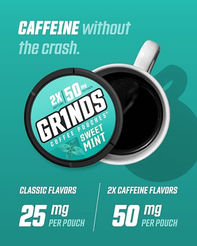Image of Grinds Coffee Pouches | All-in-One 11 Can Variety Pack |Wintergreen, Double Mocha, Root Beer, Sweet Mint, Vanilla, Caramel, Orange Citrus, Espresso Double Shot, Cinnamon Roll, New Orleans, & Spearmint