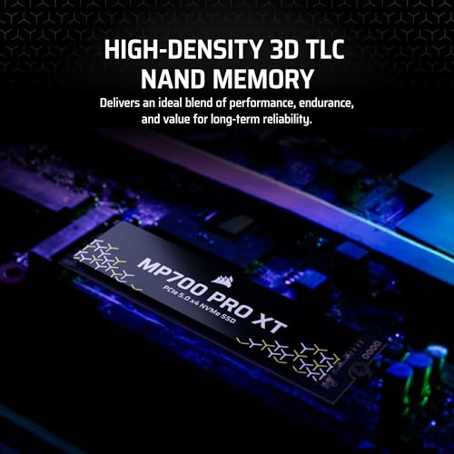 Image of Corsair MP700 PRO XT 4TB PCIe 5.0 NVMe M.2 SSD - Up to 14,900 MB /s, Gen5 Speed, DirectStorage Ready for Gaming PCs - Black