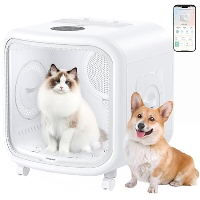75L Large Automatic Pet Dryer Box for Cats & Small Dogs - App-Controlled, Ultra-Quiet Hands-Free Drying with Smart Safe Temperature & Overheat Protection - Ideal for Multi-Pet Homes-yzoUSKzB