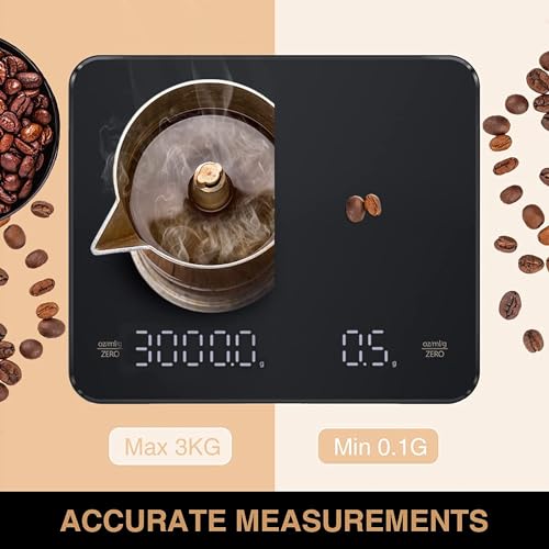 OBEST Mini Digital Coffee Scales with Timer,0.1g-3kg Precision Measurement Food Scale Espresso Scales Electronic Cooking Scale, Rechargeable Kitchen Scales - Image 4
