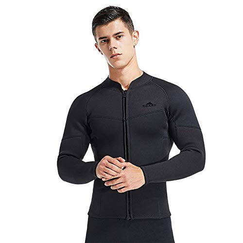 Chaqueta y pantalones de wetsuit para hombres 3MM Neopreno con manga larga y cierre frontal para buceo, surf y natación, talla M miniatura 1