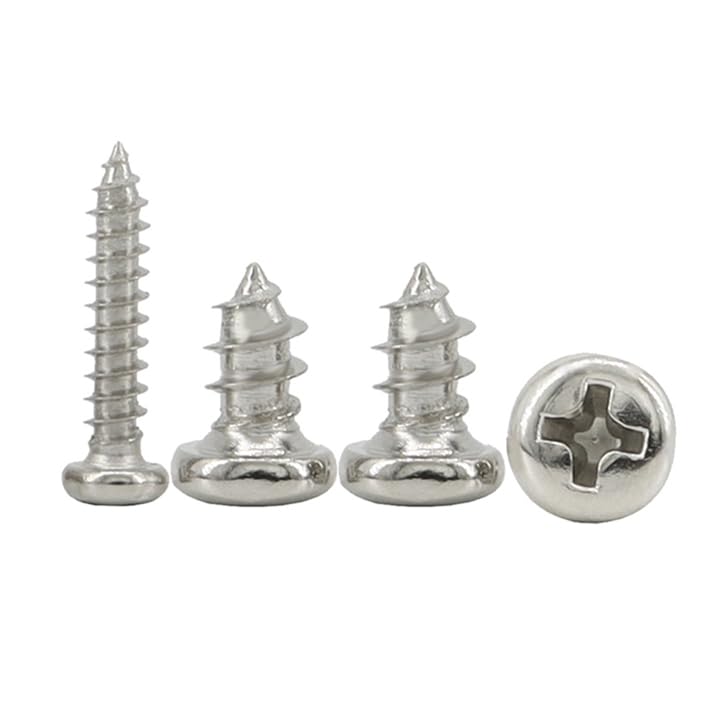 M2.2 Phillips recessed pan Head Round Head self-Tapping Screw Cross Nickel-Plated Bolts PA2.2 GB845 4mm 5mm 6mm 8mm 10mm Length - (Size: M2.2x8mm 100Pcs)