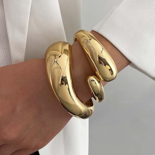 Image of MTINEAPS Gold Bangle Bracelets for Women Teens Trendy Chunky Adjustable Twist Cuff Bracelet Jewelry Gifts