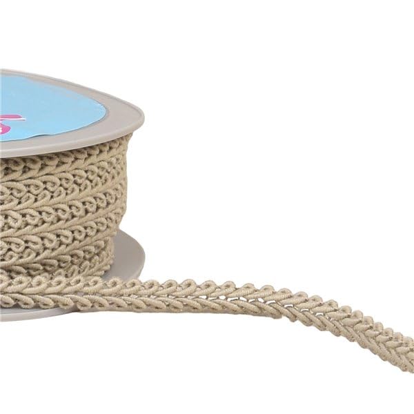 Galon Points D'Épis 11mm Beige Lin - Au Mètre - Pour Couture & Décoration Textile