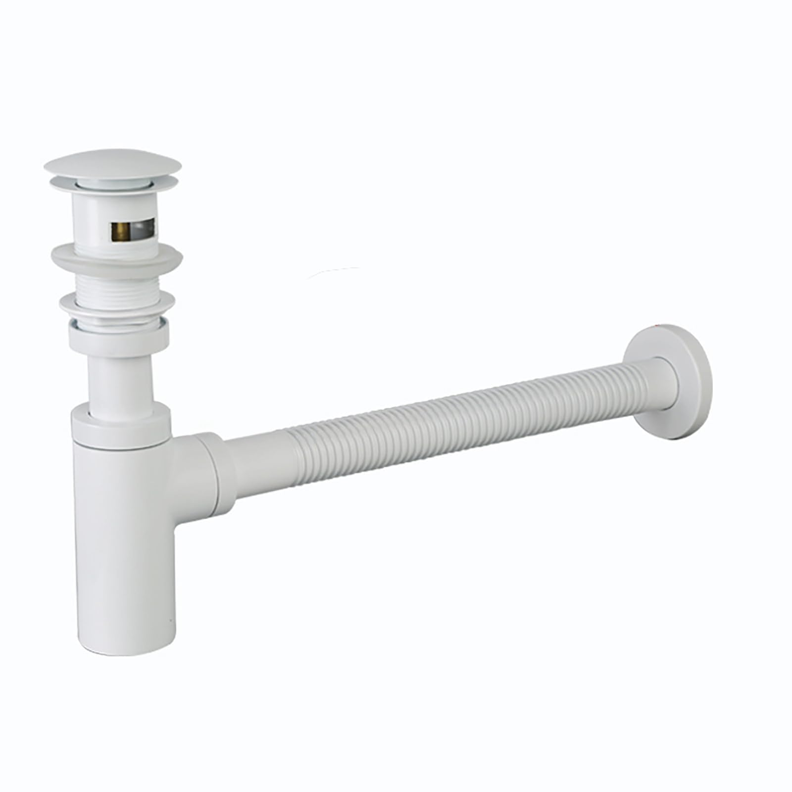 Siphon Waschbecken mit Überlauf,Pop Up Ablaufventil,Geruchsverschluss,Höhenverstellbar,Flexibel Ausziehbar Abflussrohr Waschbecken,Chrom