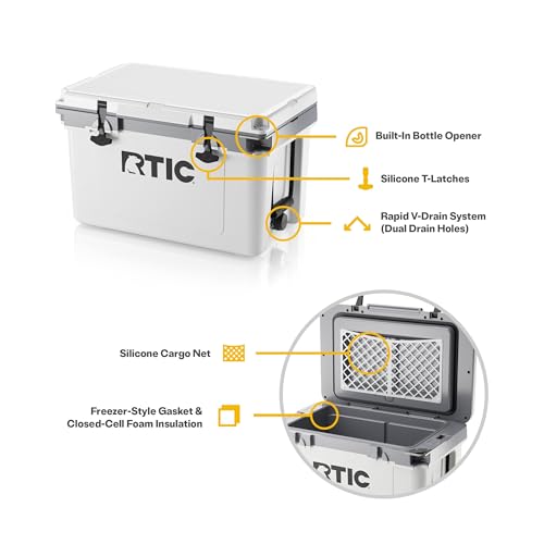 Image of RTIC 32 QT Ultra-Light Hard Cooler | Portable Hard Ice Chest Box for Beach, Drinks, Camping, Picnic, Fishing, Boat, Barbecue, 30% Lighter Than Rotomolded