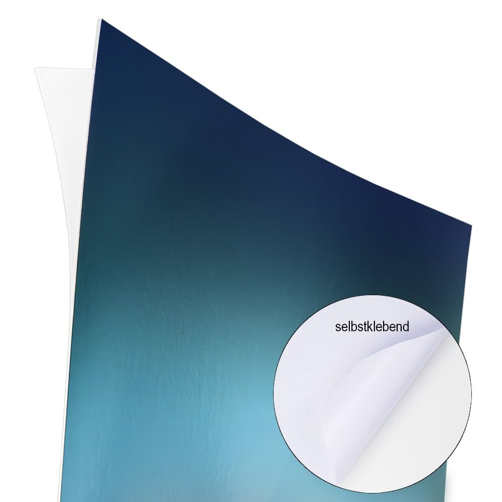 Ideen mit Herz Cartulina de espejo, autoadhesiva, papel metálico, lámina adhesiva, papel para manualidades metálico, 20 hojas, DIN A4, 200 g/m² (degradado)