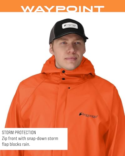 FROGG TOGGS Men's WayPoint Angler Waterproof, Durable Jacket with 4-Way Stretch, Orange, Small - image 5