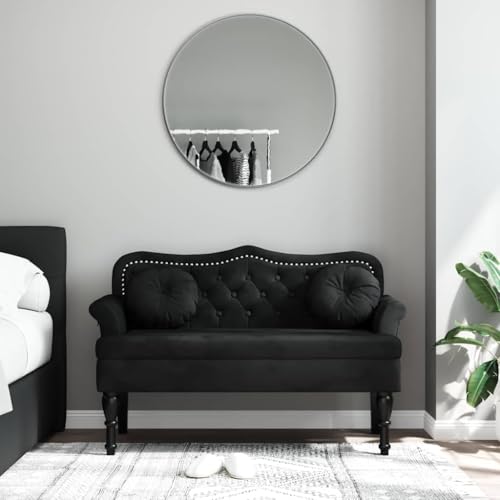 Vorpalize Black Velvet Loveseat Sofa Couch Bench, Upholstered Small Living