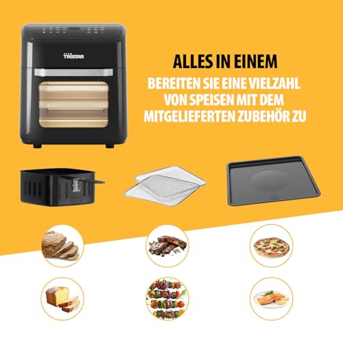 Tristar Mini Backofen & Heißluftfritteuse, 2-in-1-Airfryer, BPA-frei, 12 L, 12 Programme, Sichtfenster, 1800 W, FR-9065 – Bild 6