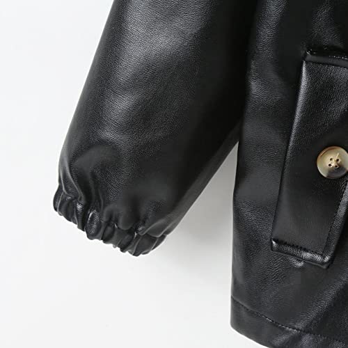 Toddler Boys Winter Long Sleeve Warm PU Coat Jacket Solid Color for Babys Clothes Black Coat Jackets Fall Winter Clothes2