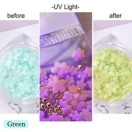 Hautn Flower Nail Charms For Nail Art, 3D Nail Flowers Rhinestones Gems Nail Art Supplies Color Changed Cherry Blossom Nail Art Charms With Metal Beads Spring Nail Designs For Women Girls, 6 Boxes #TOP6