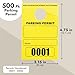 Stockroom Plus Yellow Parking Permit Hang Tag for Car Rearview Mirrors, Bulk Blank Temporary Passes Placards Numbered 0001-0500 for Events, Business, Office (3.15x4.75 Inch) - 500-Pack