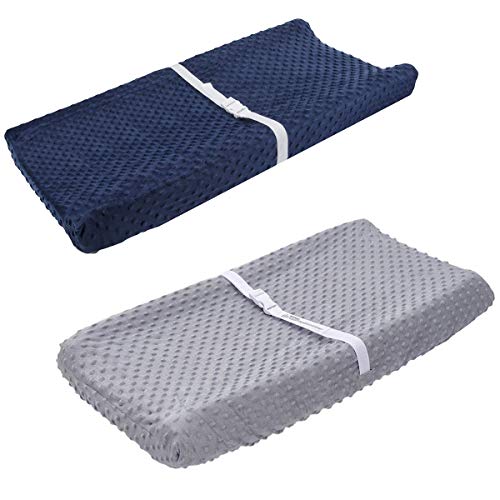 DaMohony - Juego de 2 fundas para cambiador de pañales de bebé Gris claro + azul real.