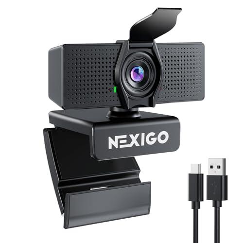 NexiGo N60 Pro (Gen 2) 1080P Webcam with Distortion-Free Lens, USB A to Type-C Data Cable, Noise Reduction Mic & Privacy Cover, for Zoom/Skype/Teams/Webex, Laptop MAC PC Desktop