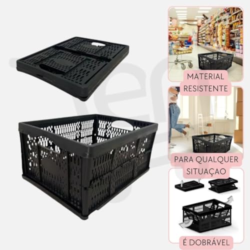 Caixa Organizadora Desmontavel Dobrável Cesto Empilhavel Multiuso 32kg 32 Litros