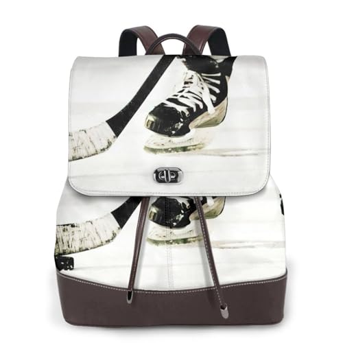 Sac à dos hockey cuir noir fini le désordre en voyage pour femme