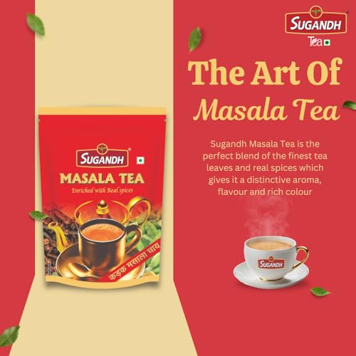 Image of Sugandh Tea Masala Chai 1kg | 100% Natural Assam Tea Blended with Ginger, Cardamom, Cloves & Black Pepper | Authentic Indian Masala Tea for Chai Lover