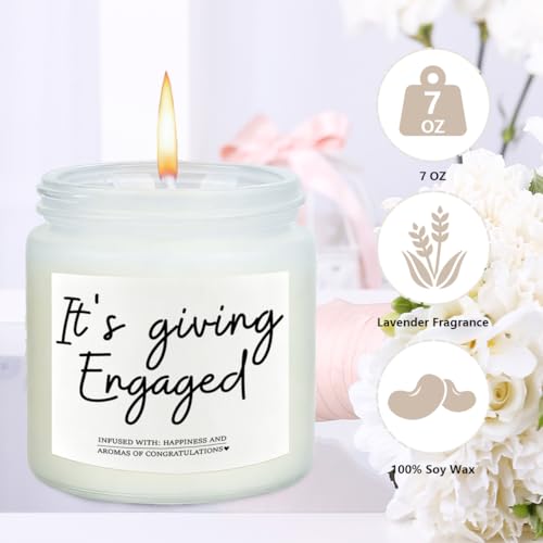 Image of Engaged Gifts Engagement Gifts for Couples Her Engagement Party Decorations | Bridal Shower Decorations Wine Gift Bag Scented Candles Set Cheers To Forever Wine Bag It's Giving Engaged