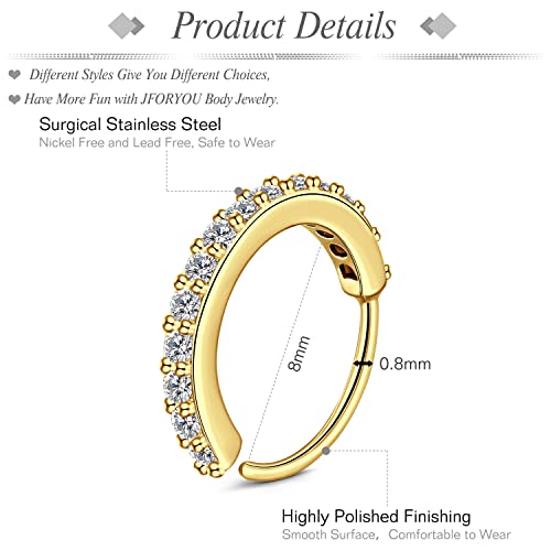 JFORYOU 20G Nose Studs Nose Rings Hoop Surgical Steel CZ Opal Nose Rings Piercings Hoop Jewelry Various Style and Color2