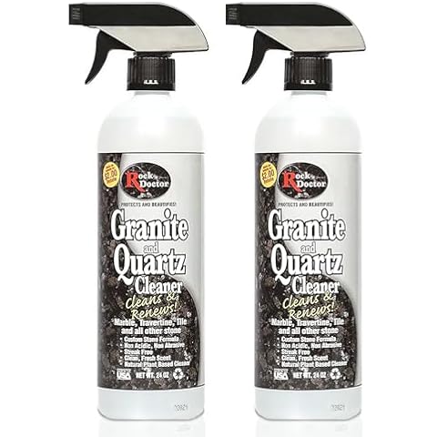 Rock Doctor Granite & Quartz Cleaner Spray 24 oz.Can, Cleans Tile, Marble, Kitchen Countertop, and Natural Stone Surfaces, Streak-Free Shine Pack of 2 Cover