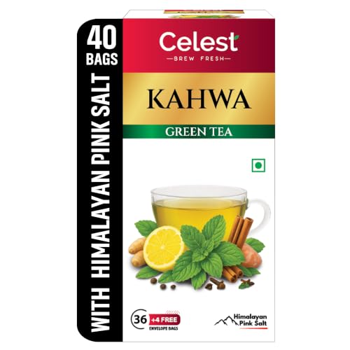 Image of Celest Green Tea Kahwa - 36 Tea Bags | Kahwa Green Tea | Helps in Detox | Contains Desi Herbs & Spices