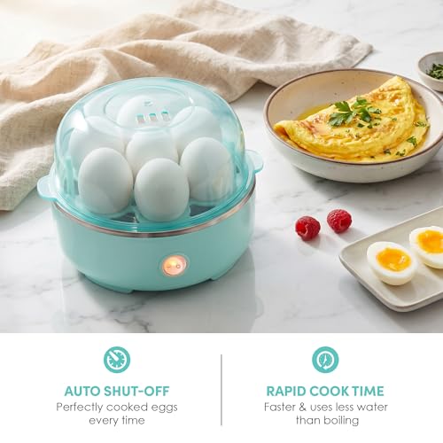 Image of Elite Gourmet EGC115M Electric Egg Cooker for 7 Eggs Soft Medium Hard with Automatic Shut-Off Including Measuring Cup BPA Free Retro Mint Green