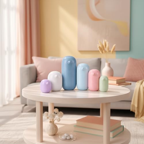 Image of Xtore Charming Pastel Penguin Sculpture Set for Home & Office Decor | Contemporary Minimalist Showpieces for Living Room, Desk, Shelf & Coffee Table Styling (Multicolor, Set of 6)