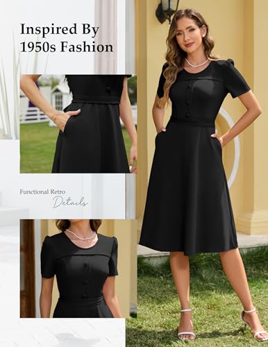 Wedtrend 1950's Vintage Dresses for Women Church Dress with Pockets Tea Party Dresses A Line Wedding Guest Dress3