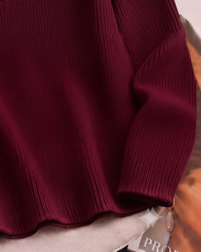 AUSK Men's Premium Frill Texture Henley T Shirt Red Maroon - Image 5