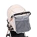 Dogxiong Portable Stroller Hanging Bag with Two Storage Pockets Stroller Bag Organizer for Nappy Baby Cloth/Bottle/Toy, Stroller Hanging Storage Net Bag, Grey