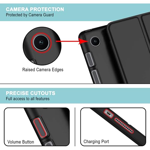 Image of CEDO Tri-Fold for Samsung Tab A11+ Plus (11 in) Smart Case Flip Cover with Multi Viewing Angles Stand | Leather Finish | Heat Dissipation | TPU Backcover (Black)
