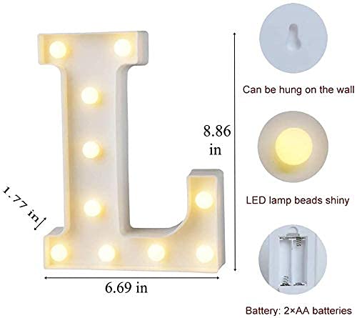 Image of DesiDiya LED Marquee Alphabet Letters Light Sign for Decoratrion Decor Walls Hanging Birthday Party Light (Letter-L)