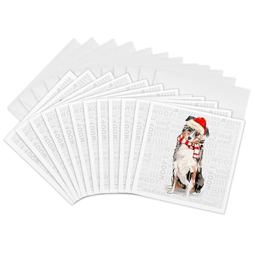 Cartes de vœux Noël avec berger australien pour écrire vos messages au coin du feu