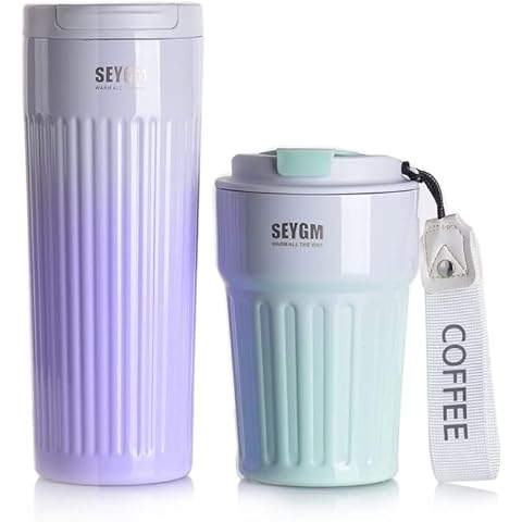 KETIEE Blue Insulated Coffee Cup with Leakproof Lid,Reusable Coffee Cups Travel Cup,13 OZ Coffee Travel Mug,Double Walled Coffee Mug,Stainless Steel Coffee Mug for Hot Cold Drinks (Grad Blue) Cover